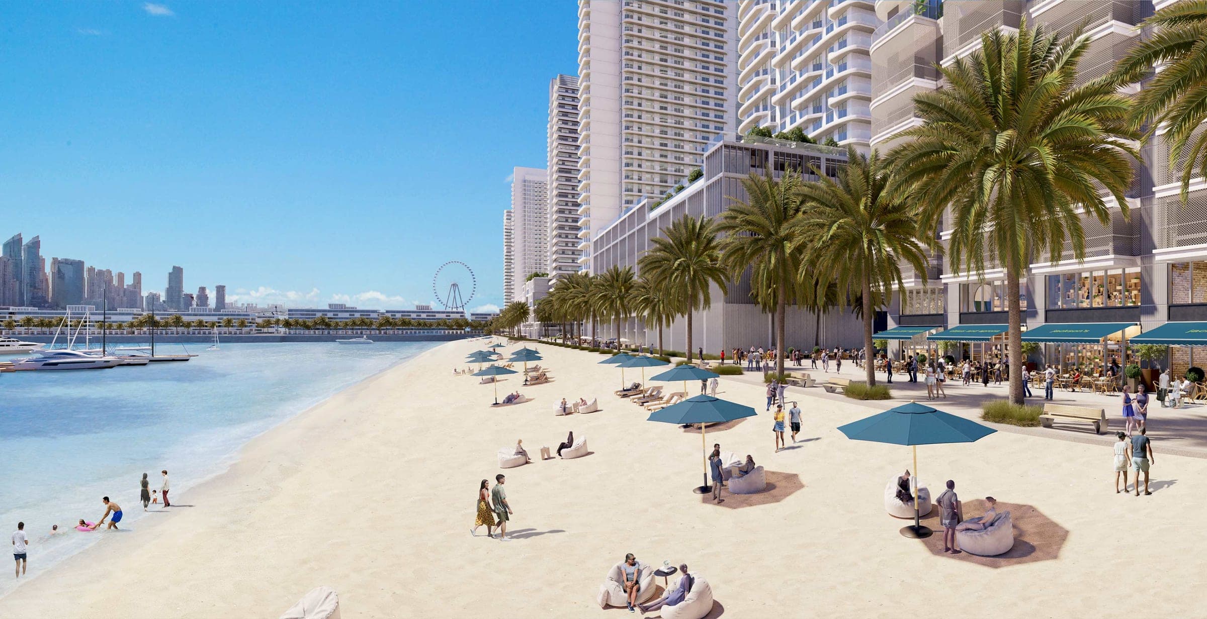 Emaar Beachfront — New towers, private beach, between the Marina and the Palm