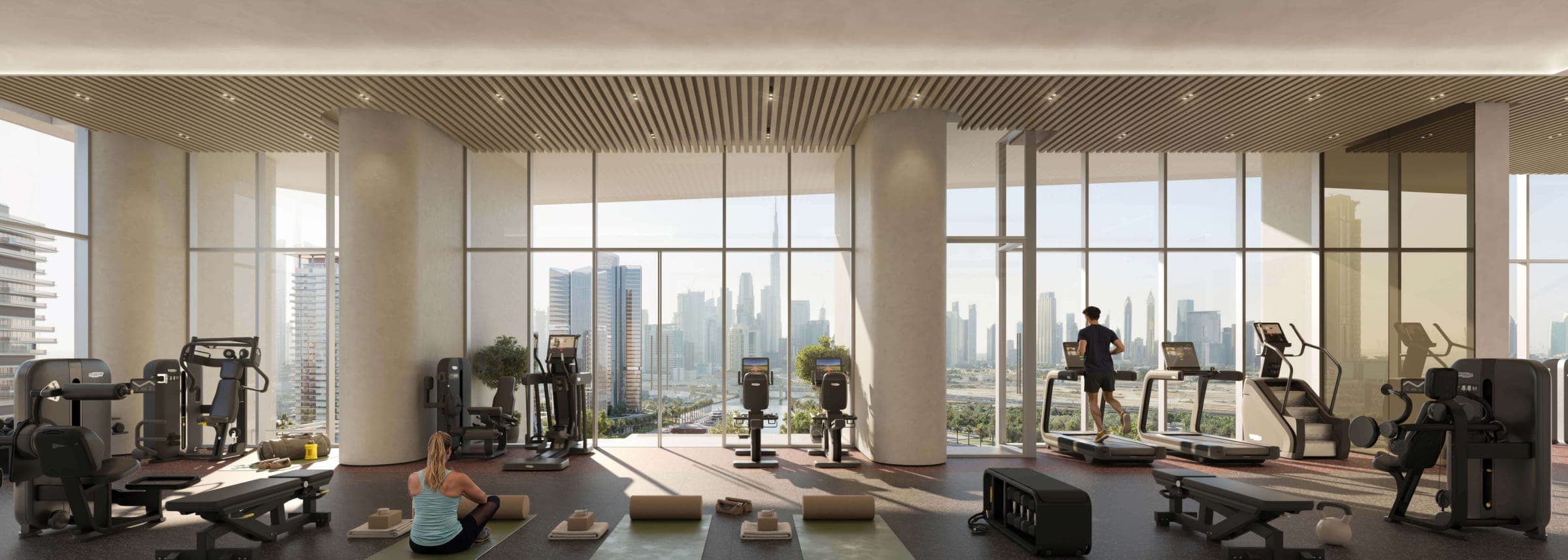Render of the gymnasium at the Artistry development in Dubai Design District