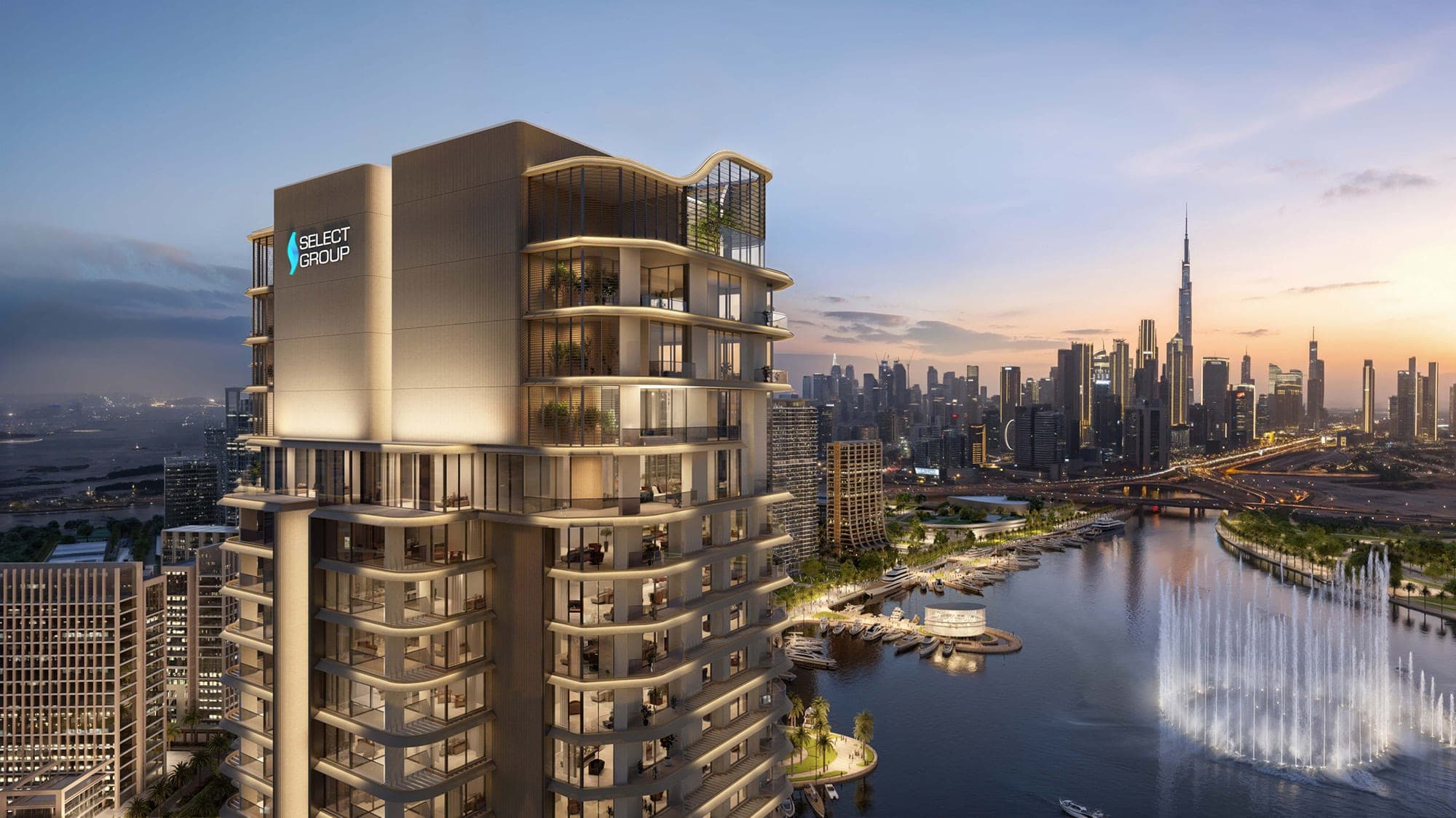 Render of the crown of Artistry Two Residences by Select Group, above Dubai Design District