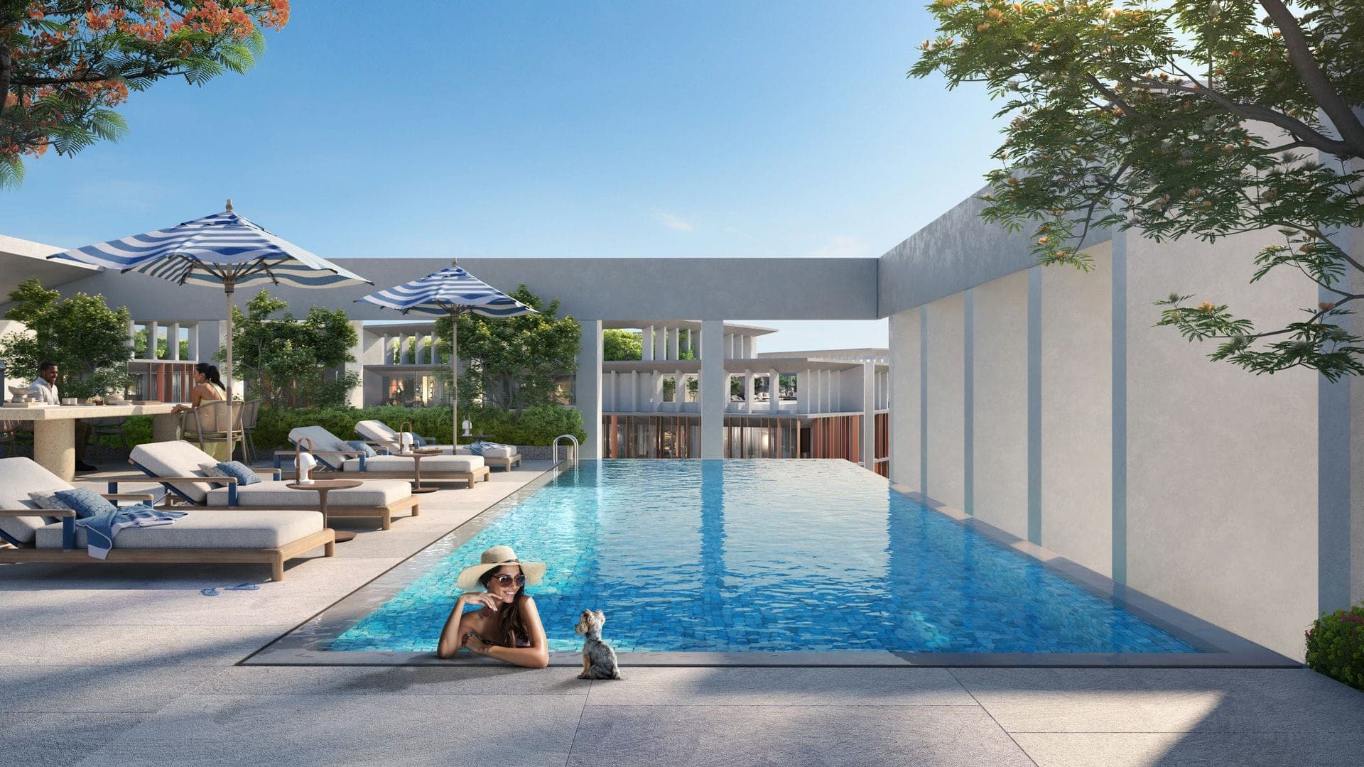 Render of the rooftop pool at ParkFive by Deyaar