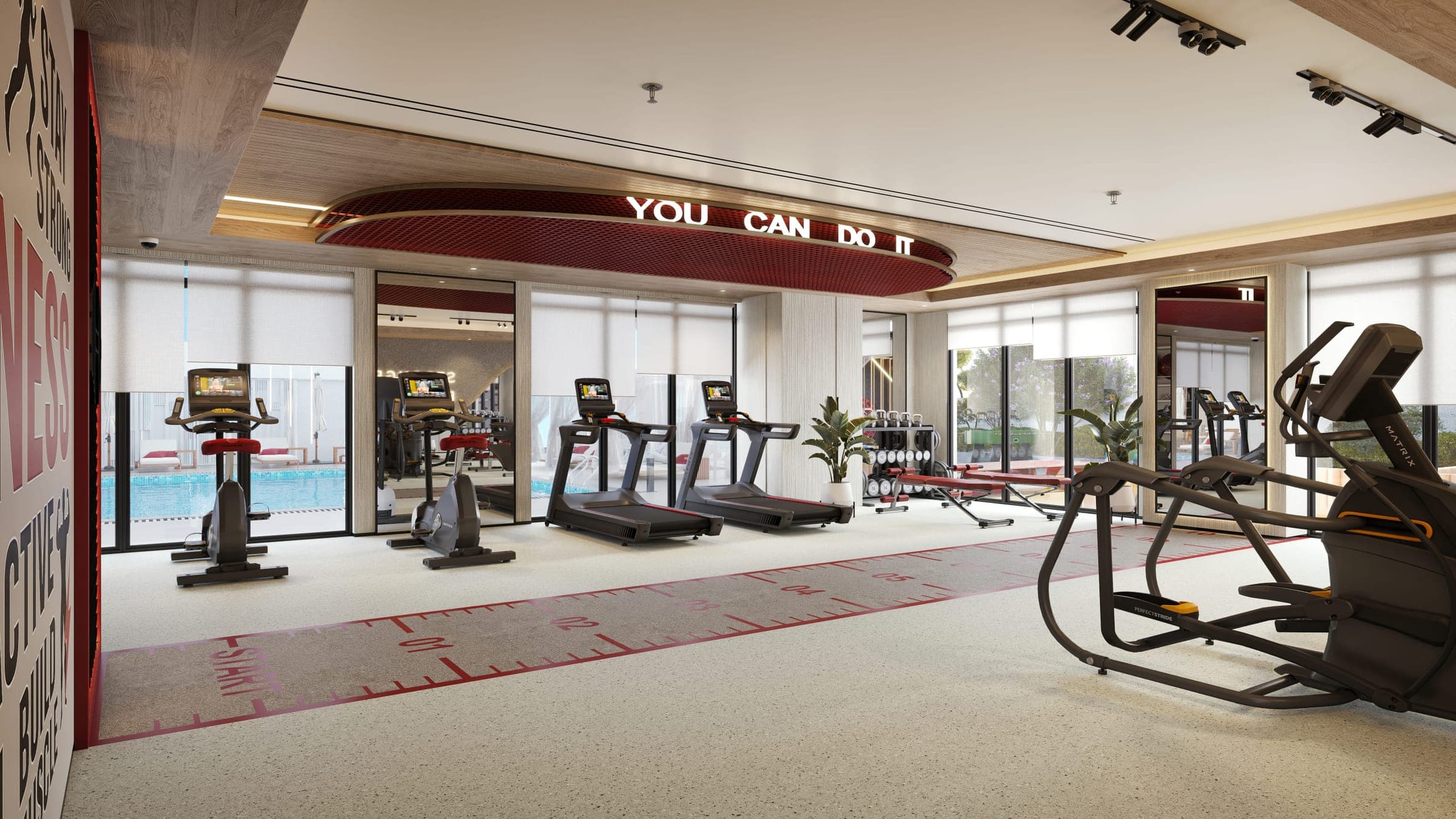 Render of the residents' gym at Ramada Residences by Wyndham