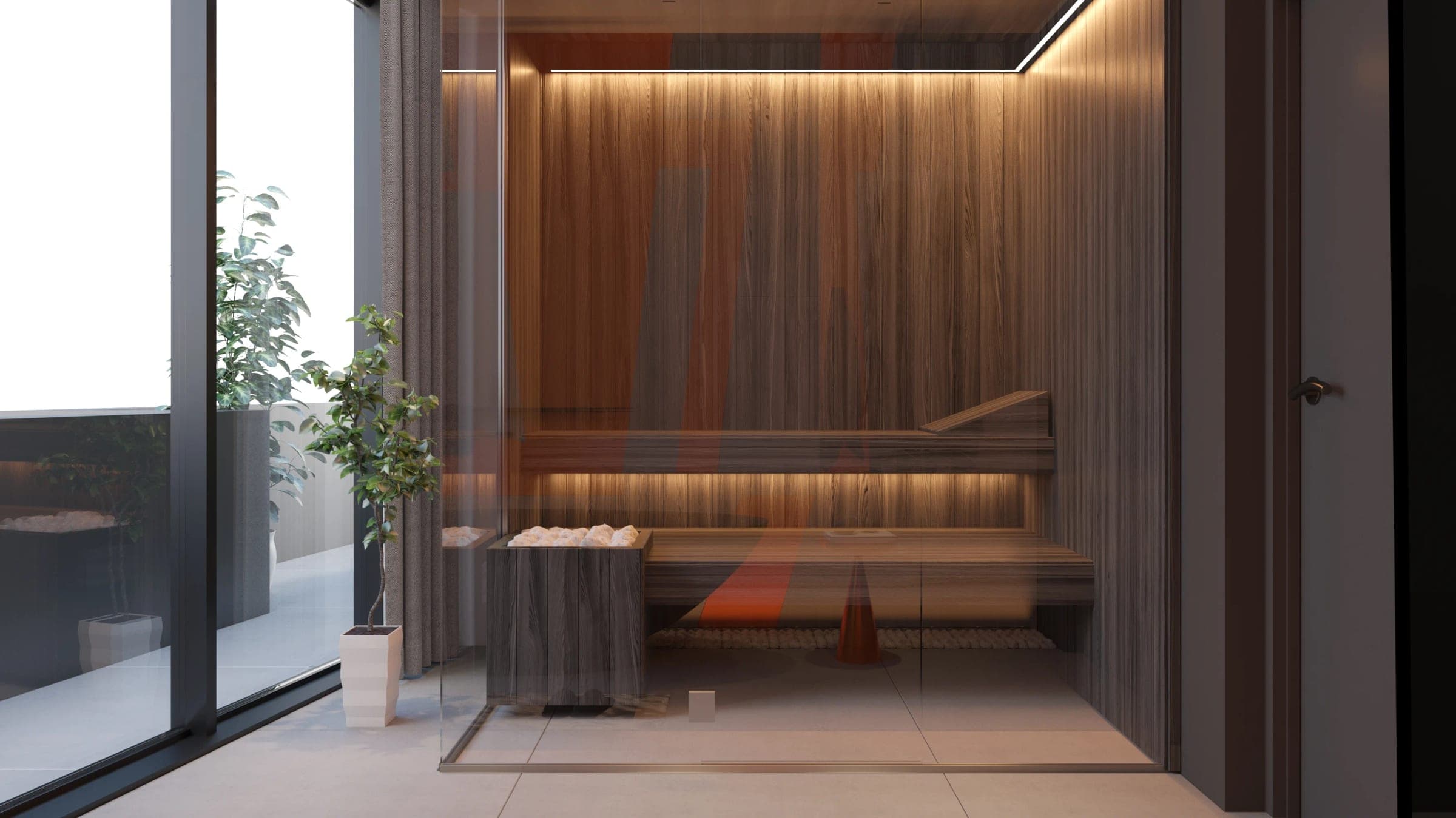 Render of the sauna at Tonino Lamborghini Residences Dubai